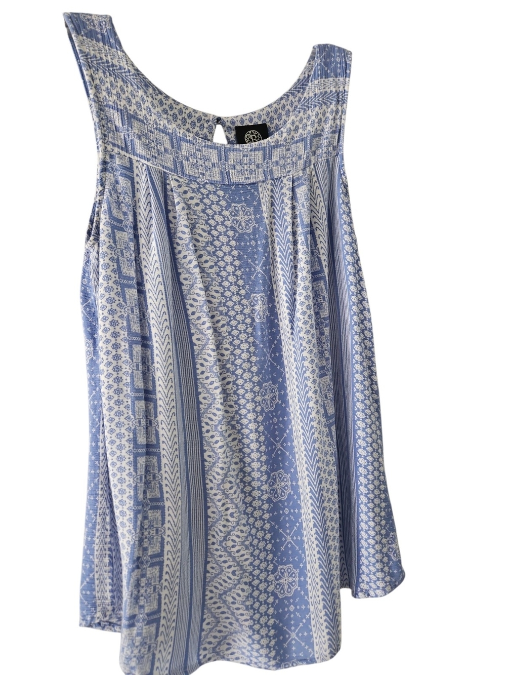 Bobeau Boho Tank Top Size S Blouse Blue/White Sleeveless